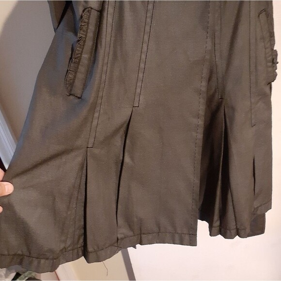 Feminine charcoal gray trench coat double breasted fits 3 4 small fall raincoat - Picture 7 of 15